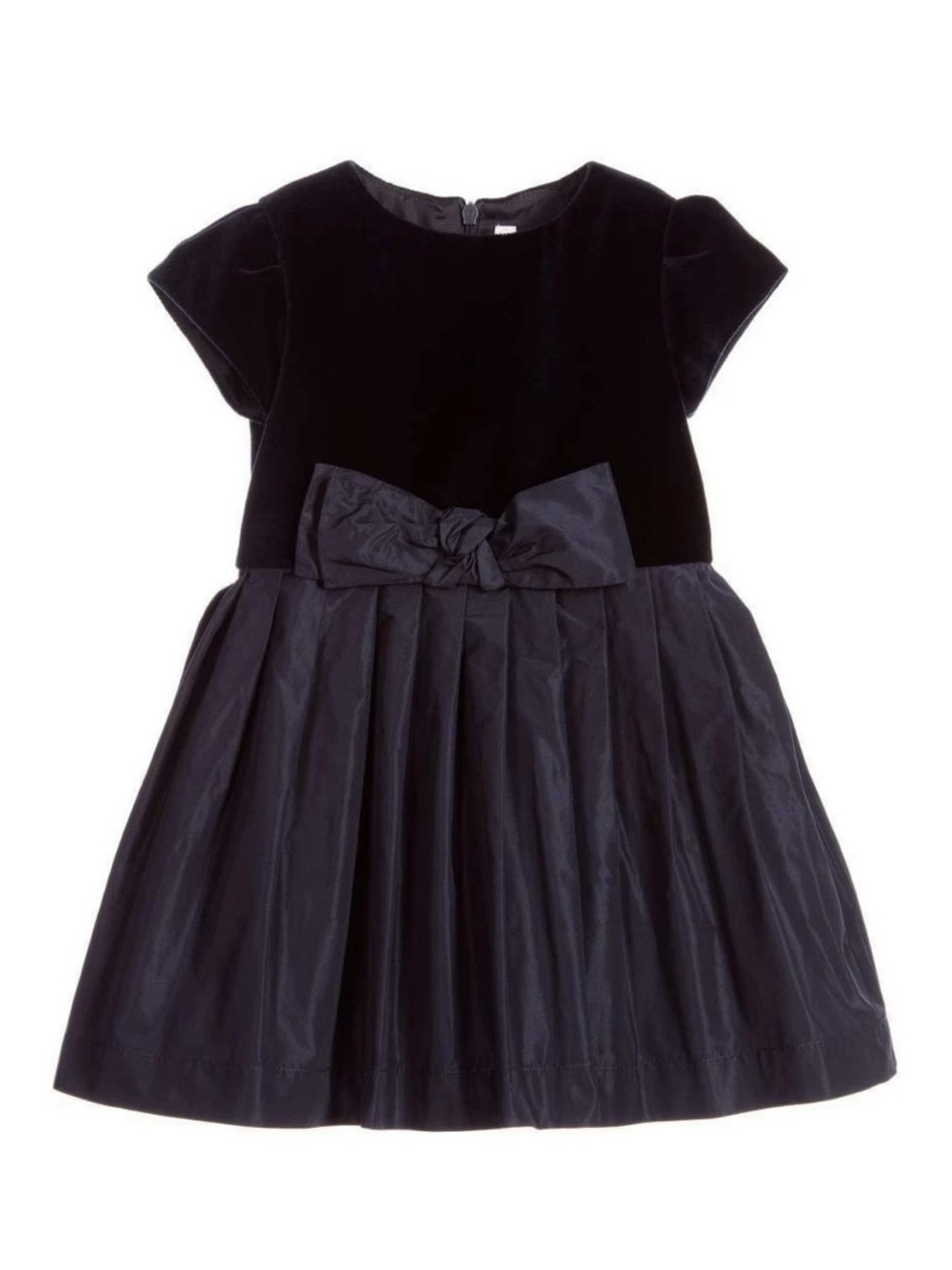 Il Gufo Girls Velvet/Taffeta Bow Party Dress, Navy, Size 4